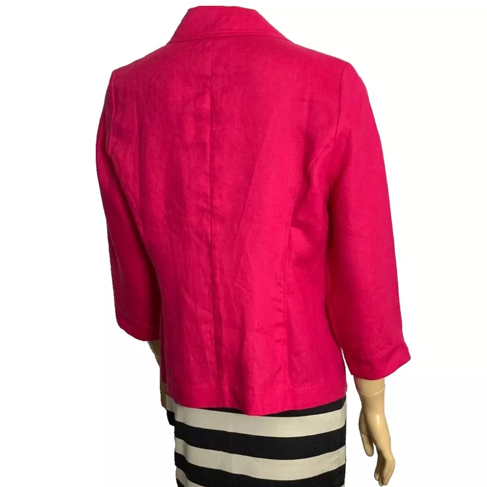 NWT Chico's 1 Novelty Cutwork Linen Jacket Embroidered Raspberry - Picture 3 of 8